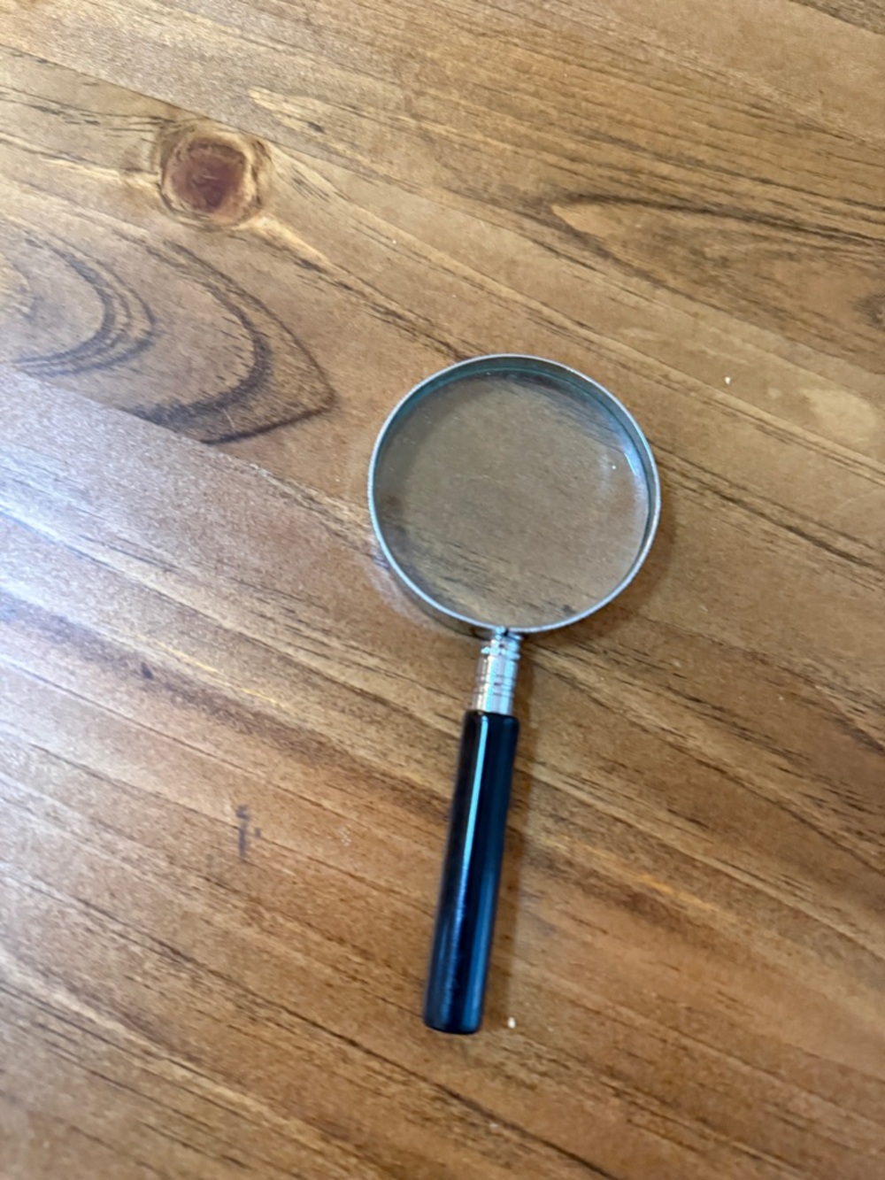 Classic Handheld Magnifying Glass — Black Handle, Silver Frame small